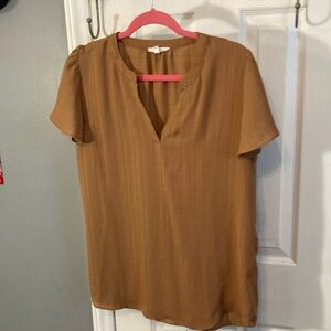 Maurices Tan Mandarin Collar Blouse Size M